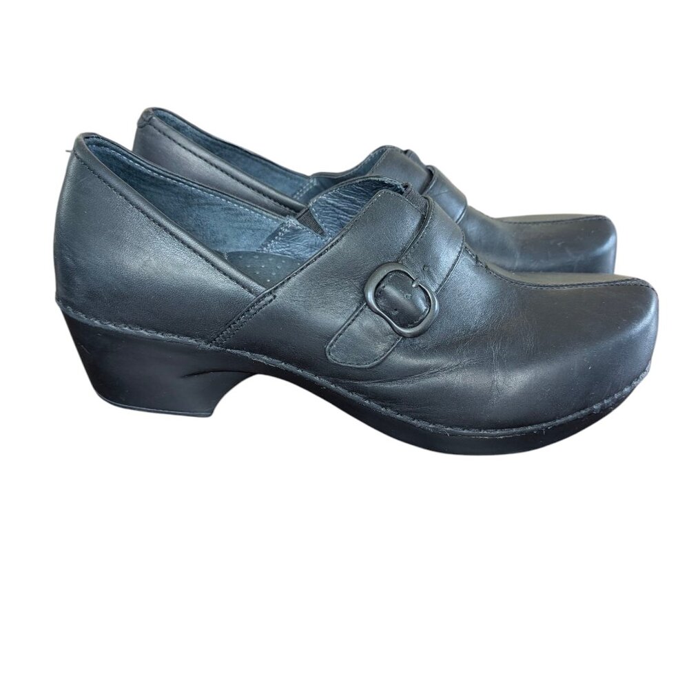 DanskoTamara Black Leather Slip on Buckle Clogs - Size 41 - Picture 4 of 9